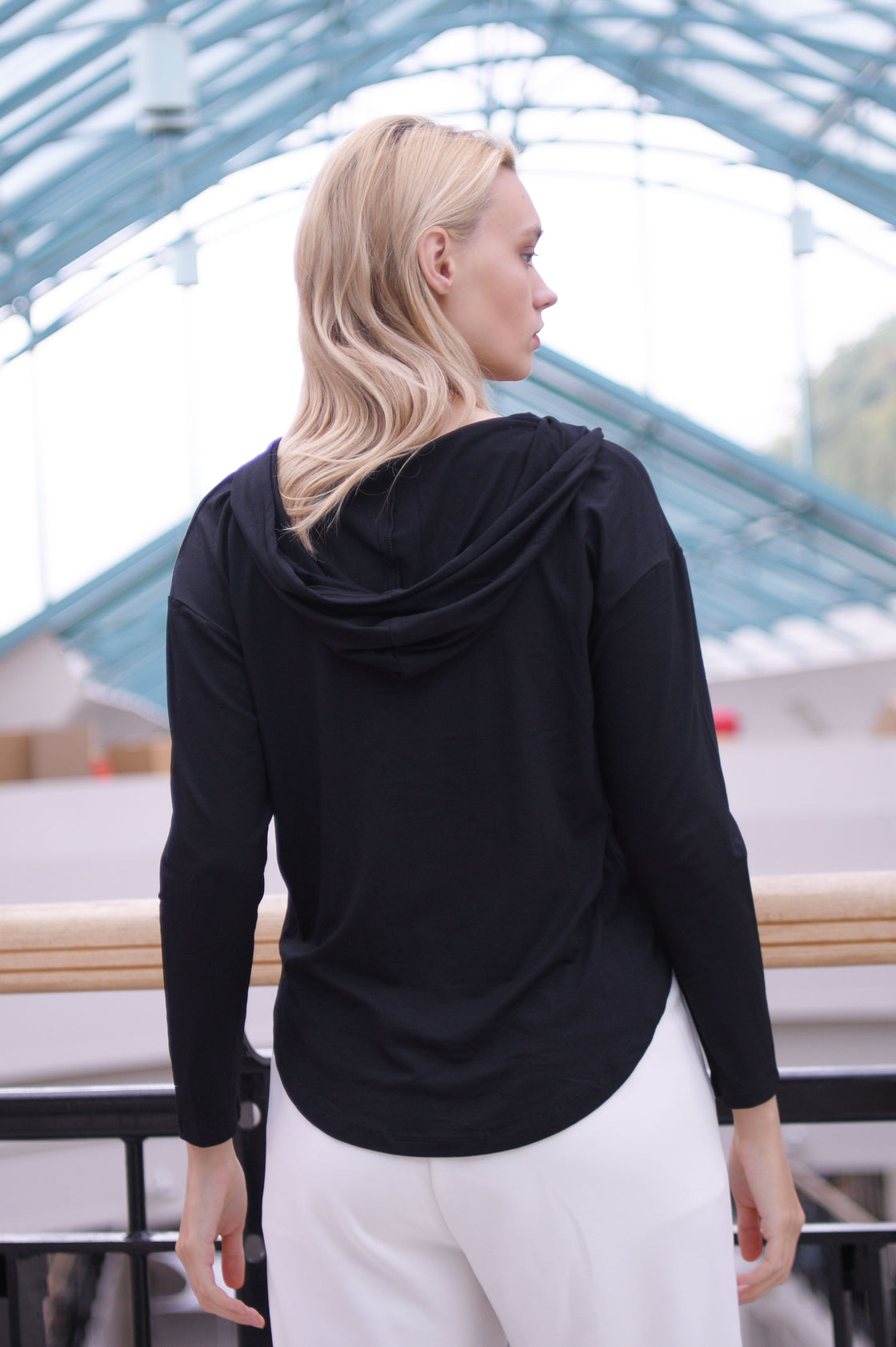 Henley Hooded Bamboo Top for Women