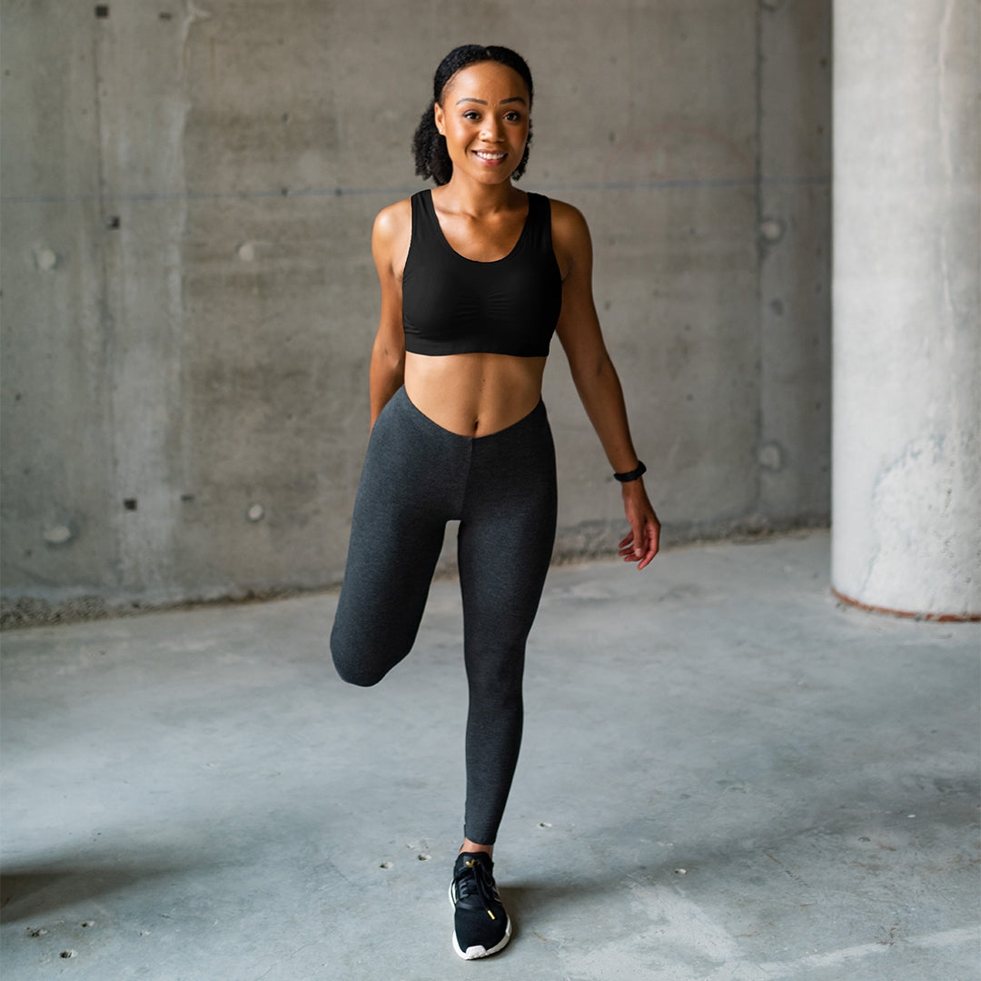 Black Bamboo Bra with bamboo leggings.
