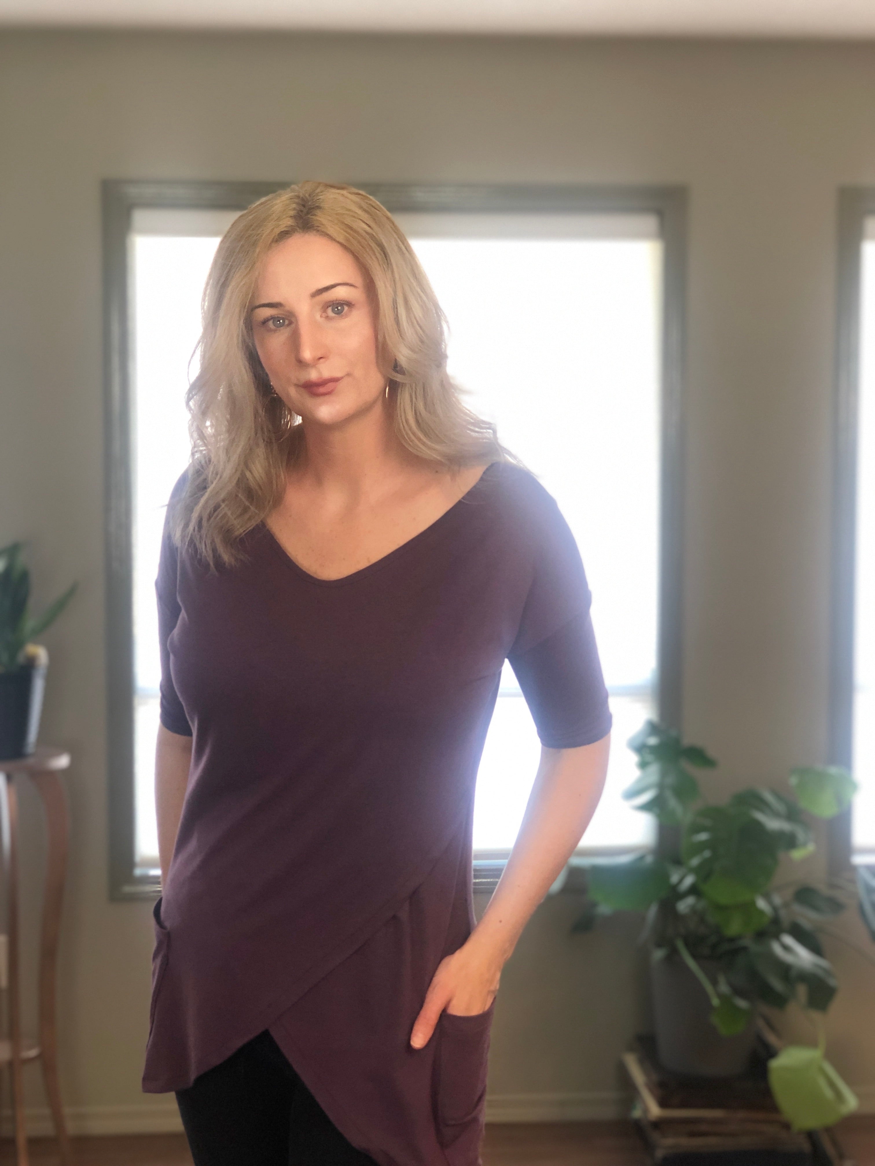 Pockets on the bamboo tunic.