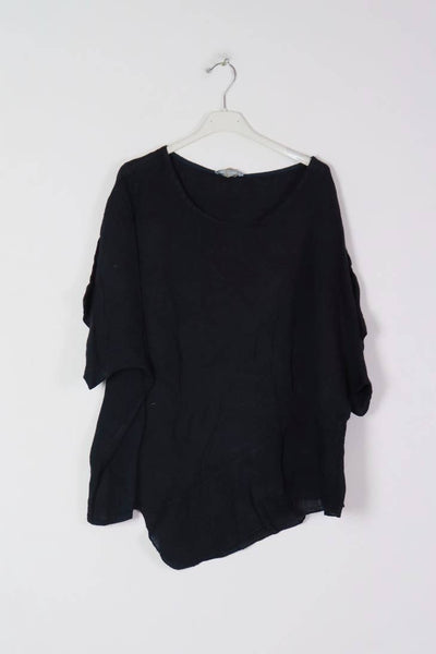 100% Linen Top - Loose Blouse - Linen Shirt for Women - Boat Neck - 3/4 Sleeve Linen Clothing