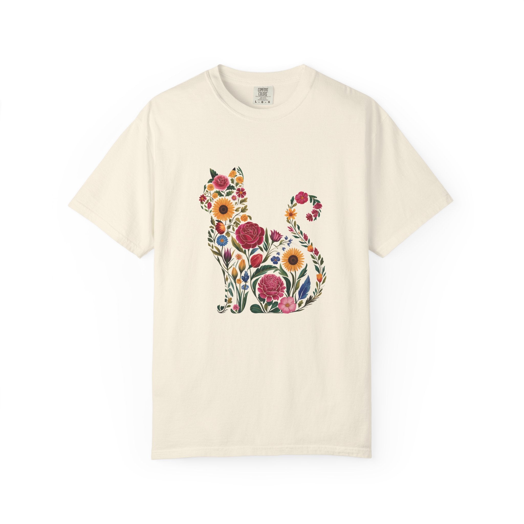 Flower Cat 100% Cotton TShirt - Unisex Fit
