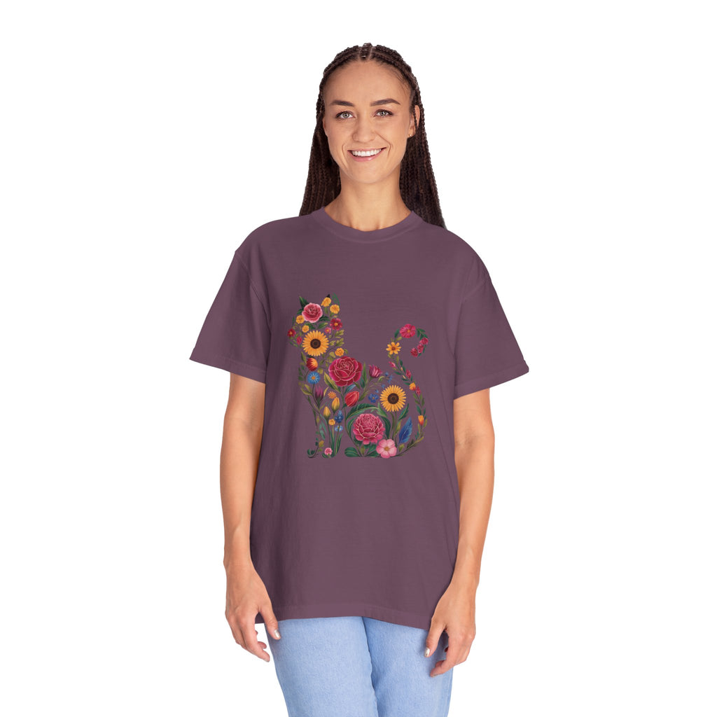 Flower Cat 100% Cotton TShirt - Unisex Fit