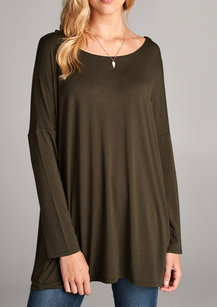Olive Bamboo Top Long Sleeve