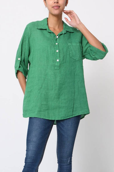 100% Linen Top - Button up Blouse - Linen Dress shirt for Women