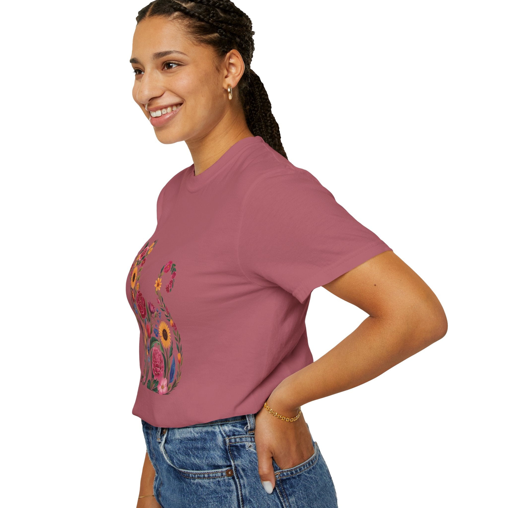 Flower Cat 100% Cotton TShirt - Unisex Fit
