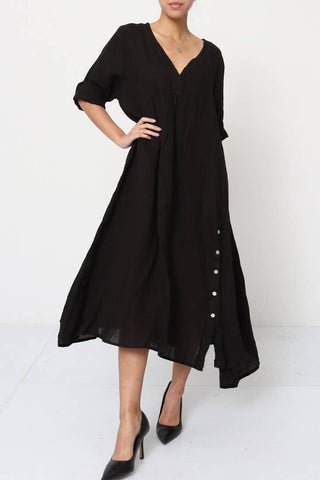 Loose and Flowy 100% Linen Dress - Linen Dress for Women - 3/4 Legnth Sleeve Summer Dress