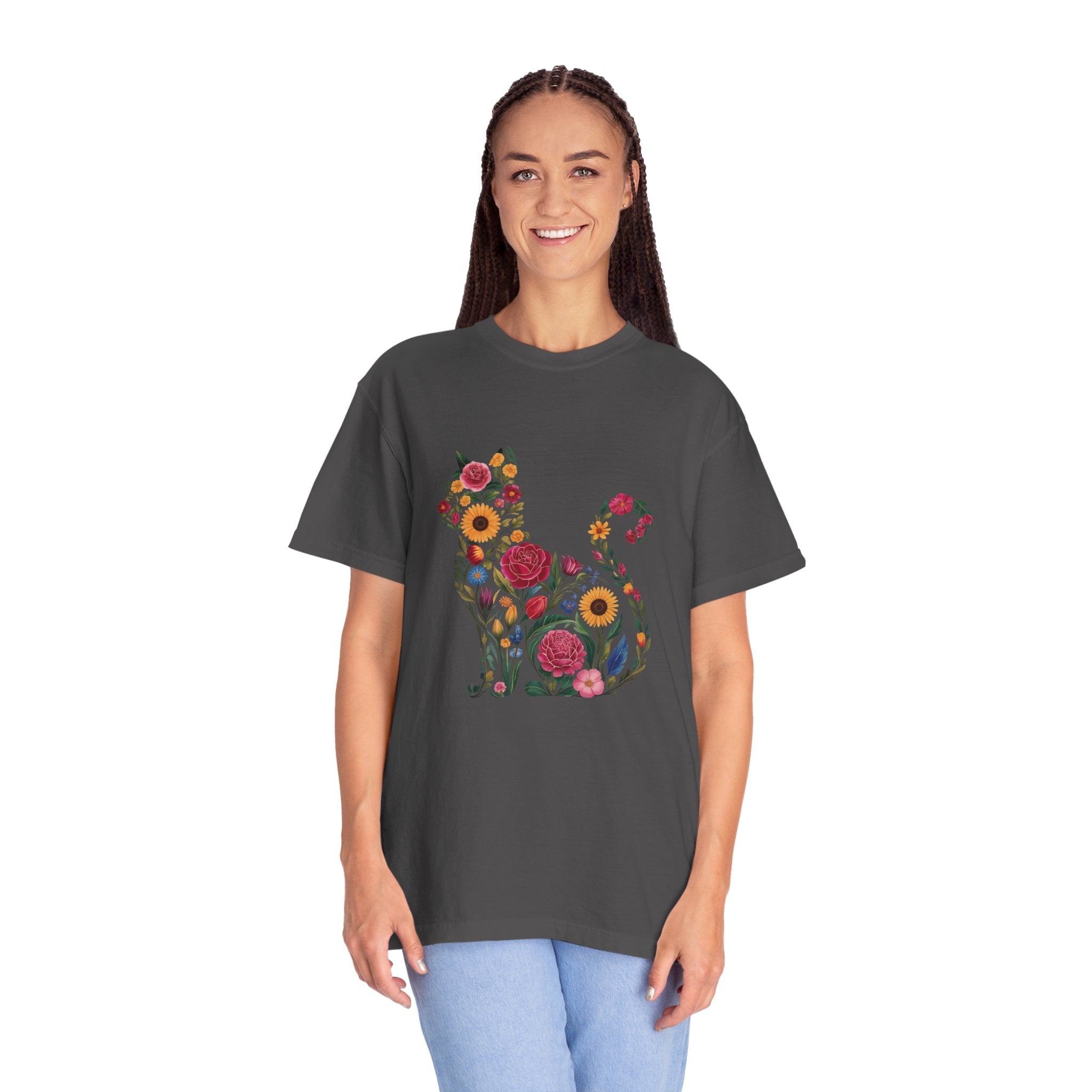Flower Cat 100% Cotton TShirt - Unisex Fit