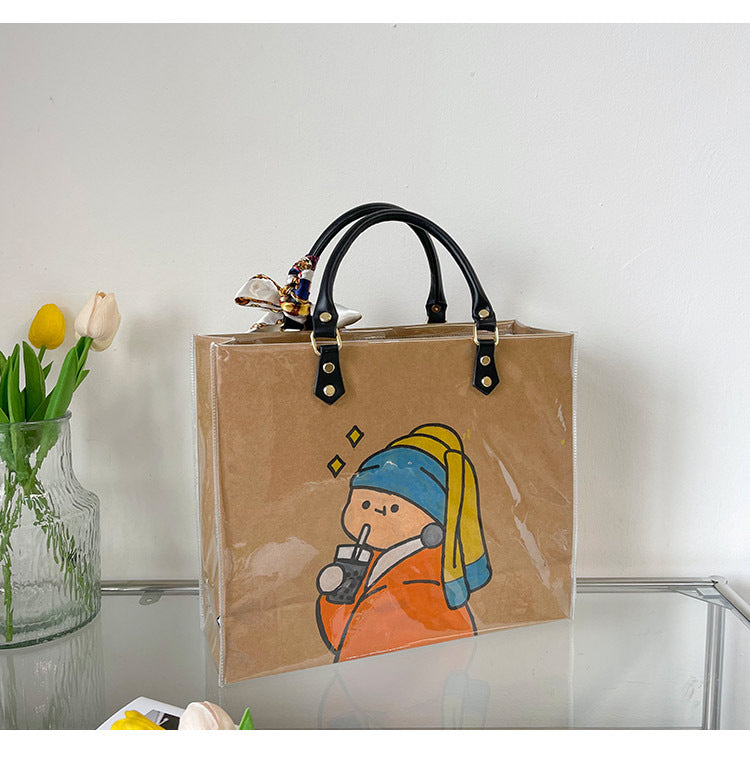 DIY Paper Bag Hand-painted Calligraphy Material Kit Large-capacity Handbag