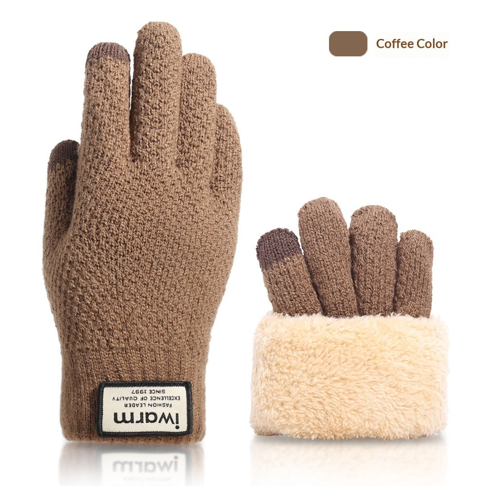 Autumn And Winter Touchscreen Gloves For Men With Fleece Lining