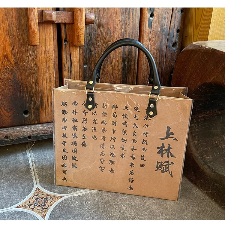 DIY Paper Bag Hand-painted Calligraphy Material Kit Large-capacity Handbag