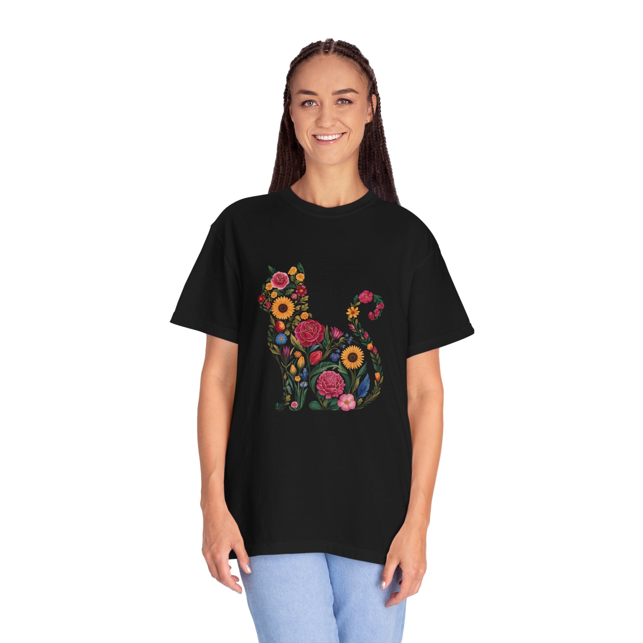 Flower Cat 100% Cotton TShirt - Unisex Fit