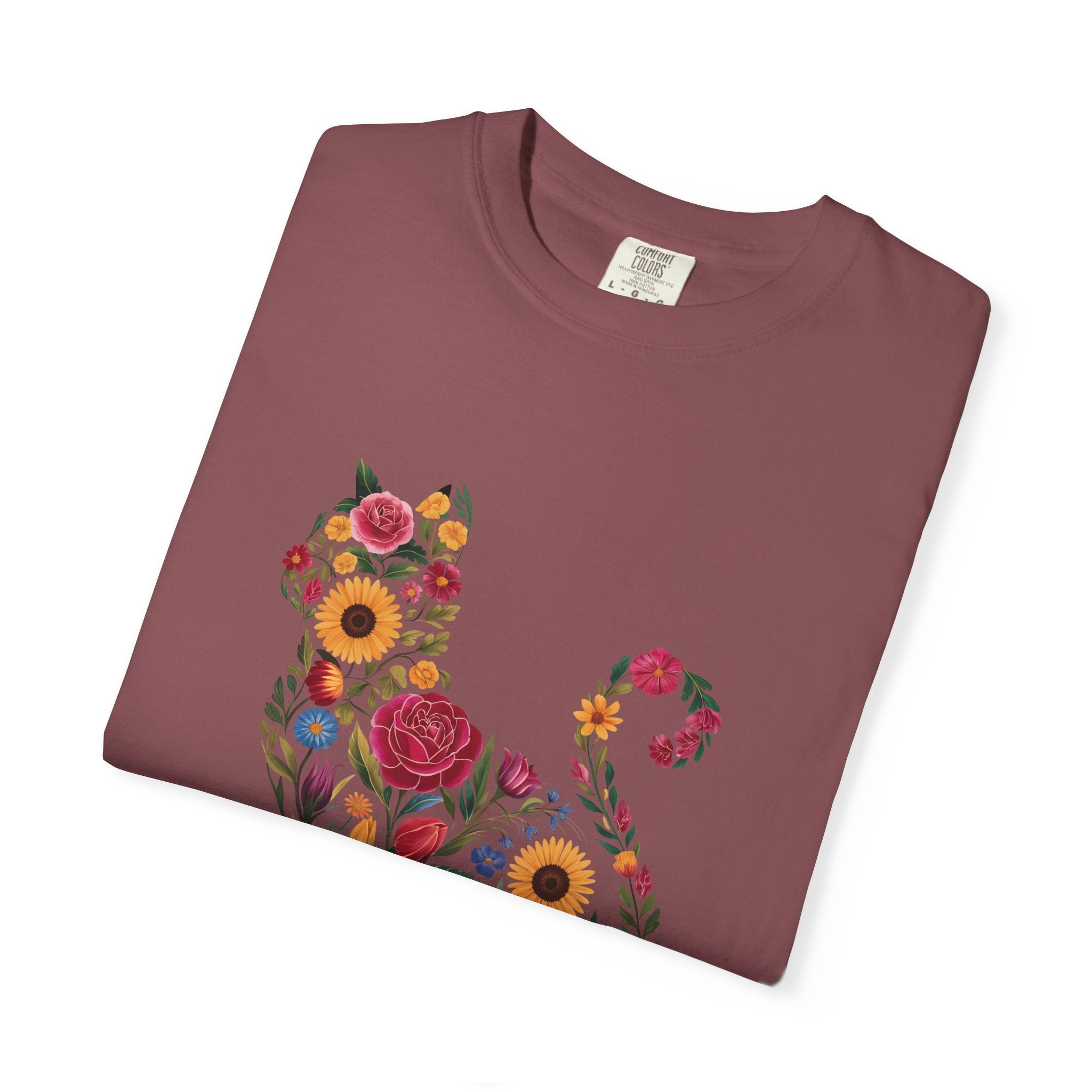 Flower Cat 100% Cotton TShirt - Unisex Fit