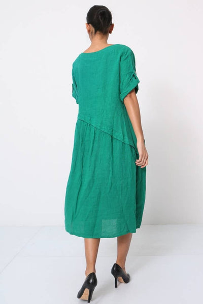 100% Linen Dress with Pockets - Linen Dress for Women - Short Legnth Sleeve Summer Dress