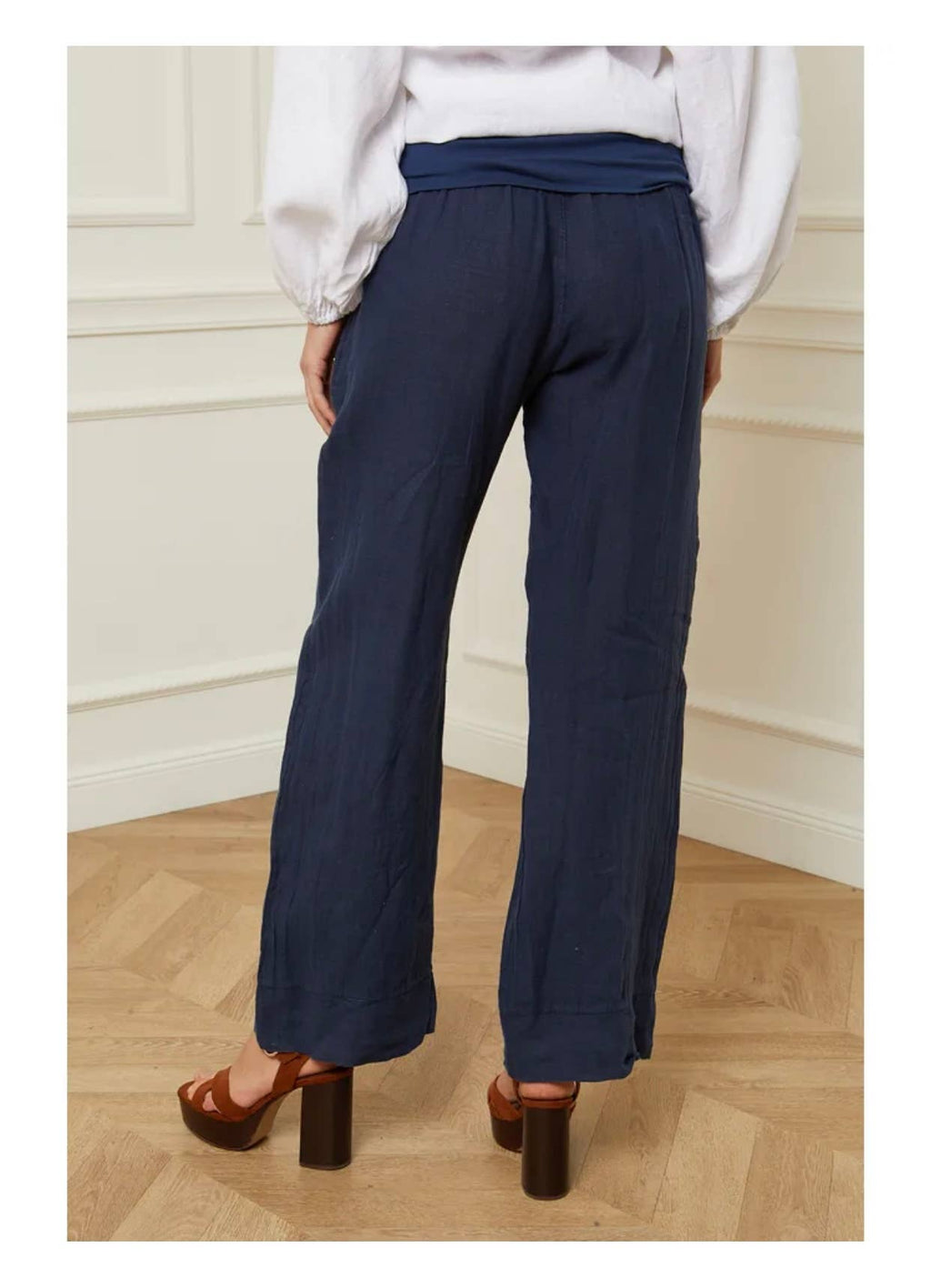 100% Linen Pants with Foldover Waistband