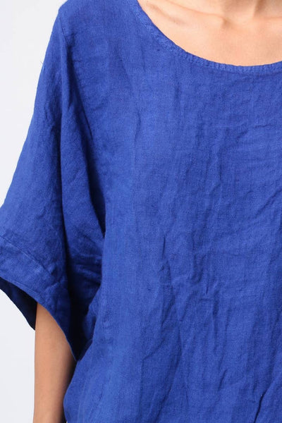 100% Linen Top - Loose Blouse - Linen Shirt for Women - Boat Neck - 3/4 Sleeve Linen Clothing