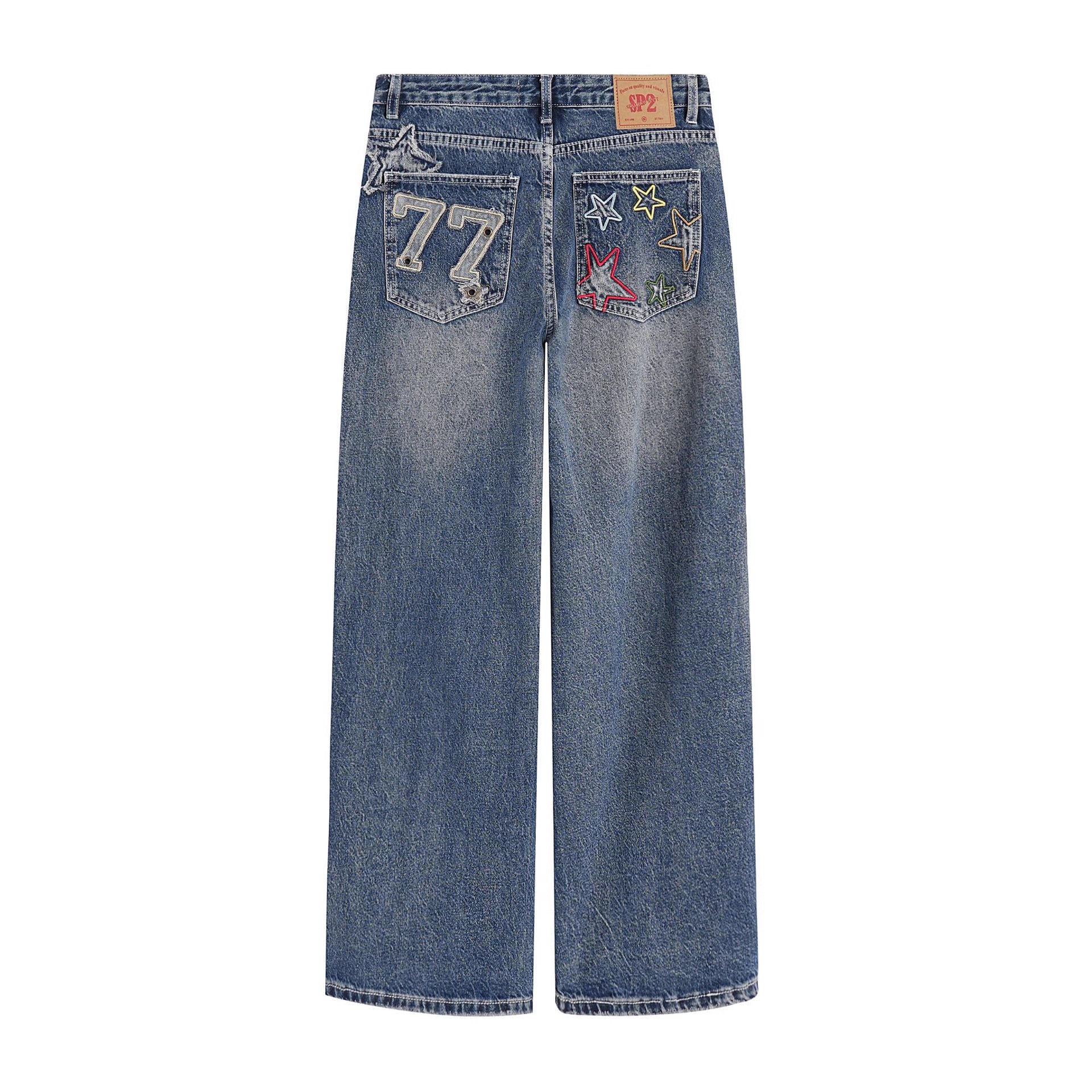 Designer Embroidered High-waisted Retro Loose Slimming Pants