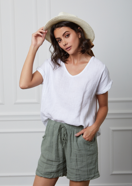 White linen t-shirt - 100% linen clothing