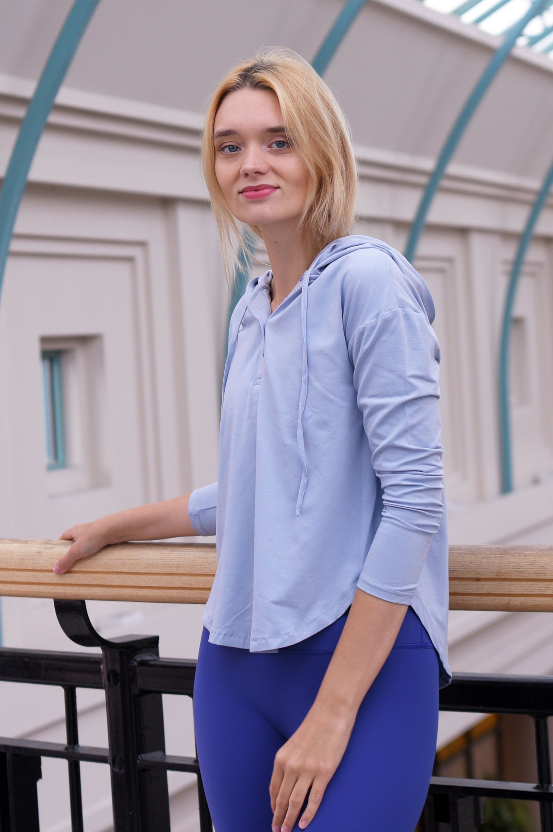 Henley Hooded Bamboo Top for Women