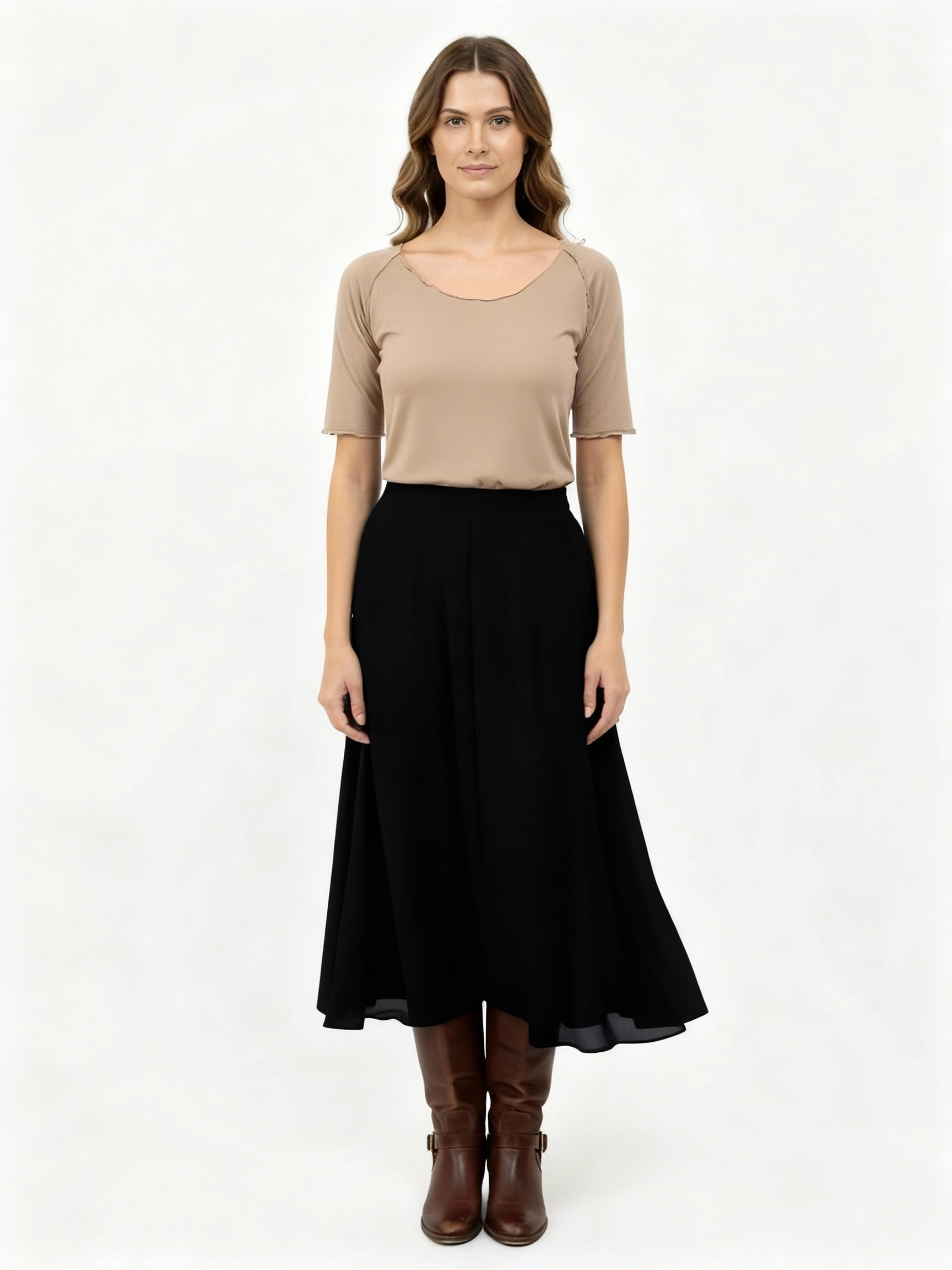 Wavy Hemmed Bamboo Shirt - 3/4 sleeve Bamboo Top