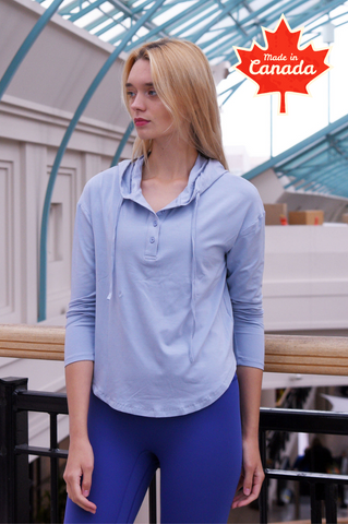 Henley Hooded Bamboo Top for Women