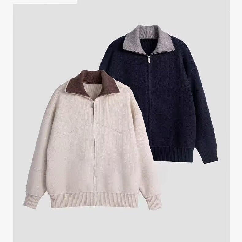 Autumn And Winter High-end Men's Casual Knitted Cardigan Youth Thickened Loose Knit Sweater