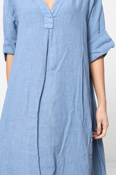 Loose and Flowy 100% Linen Dress - Linen Dress for Women - 3/4 Legnth Sleeve Summer Dress