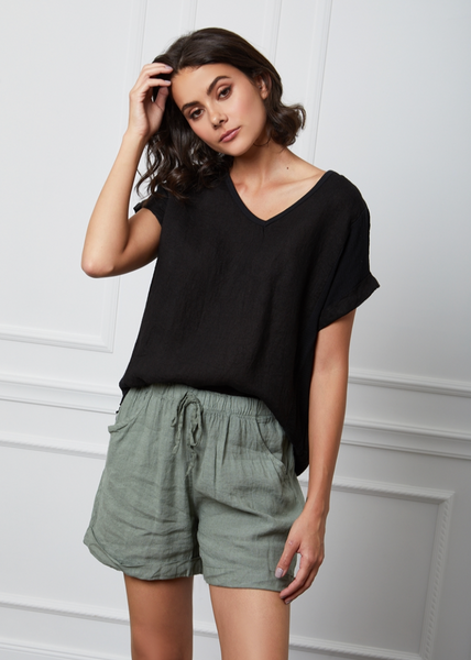 Linen top Black - 100% linen clothing