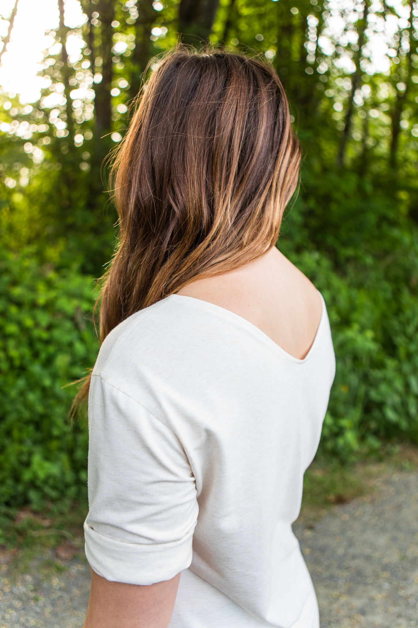 Vneck bamboo dress. Back view.