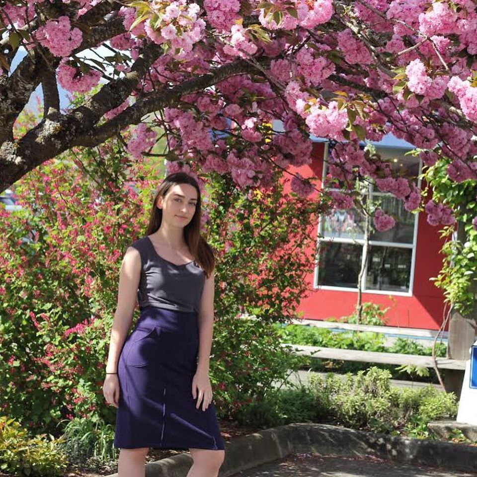 Side view of the Lana pencil bamboo skirt.