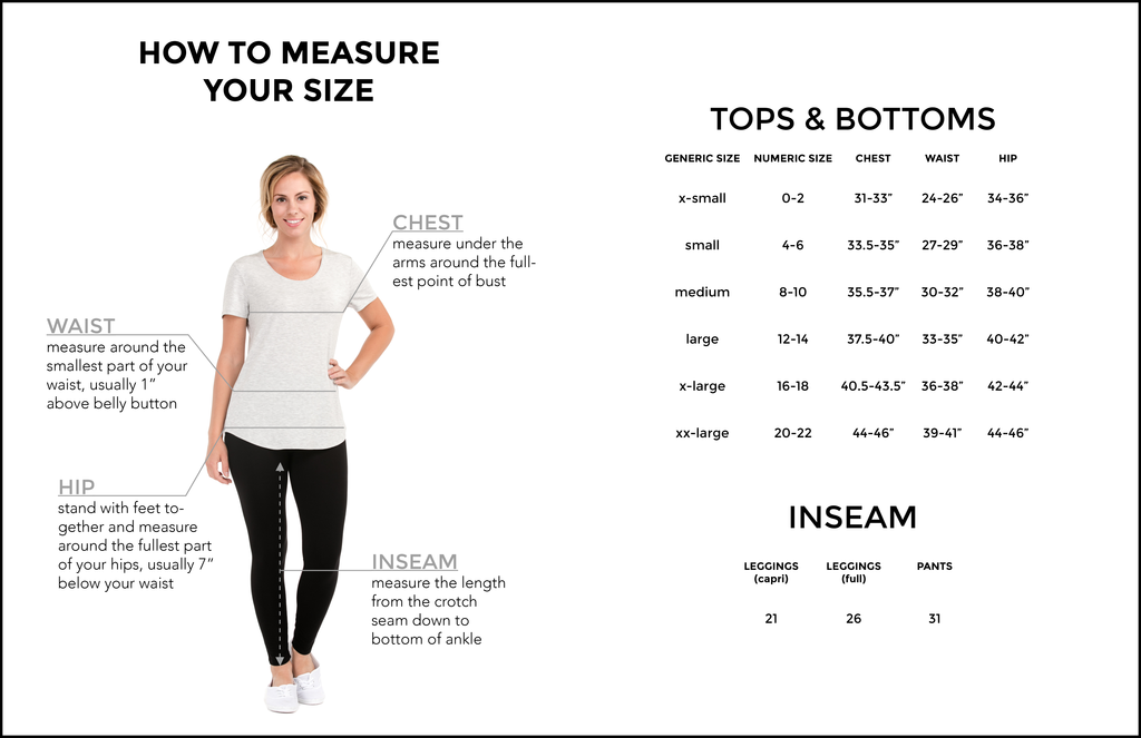LNBF Size Chart, Leave Nothing but FootPrints Bamboo Clothing