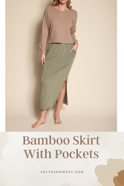 Olive green bamboo skirt.