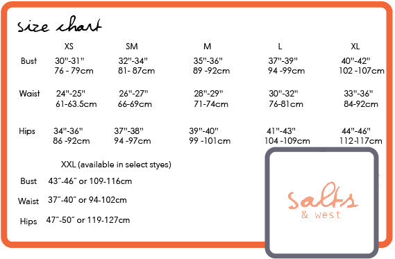 Size chart for bamboo clothing and the bamboo wrap.