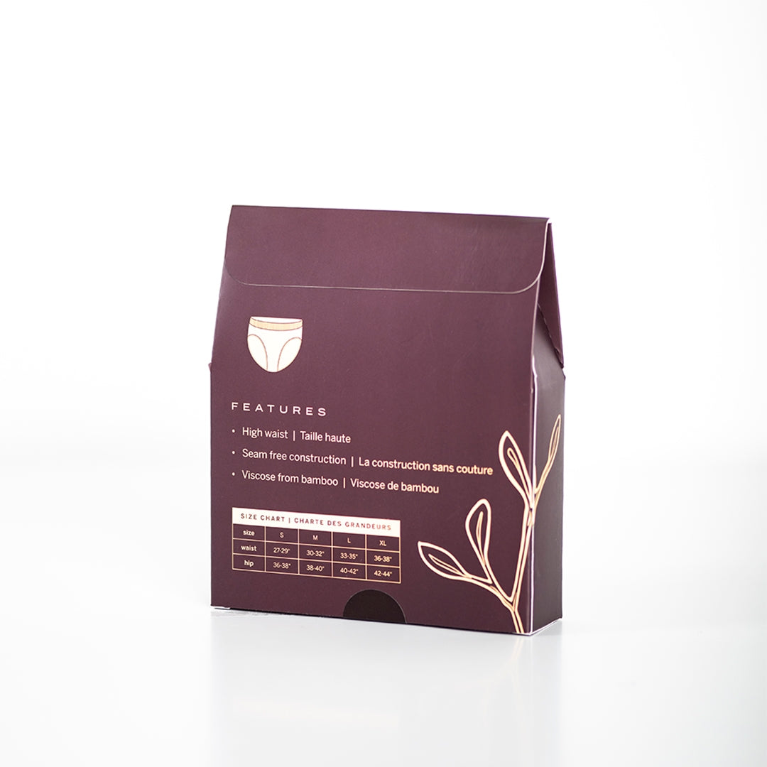 Sizing info for bamboo underwear.